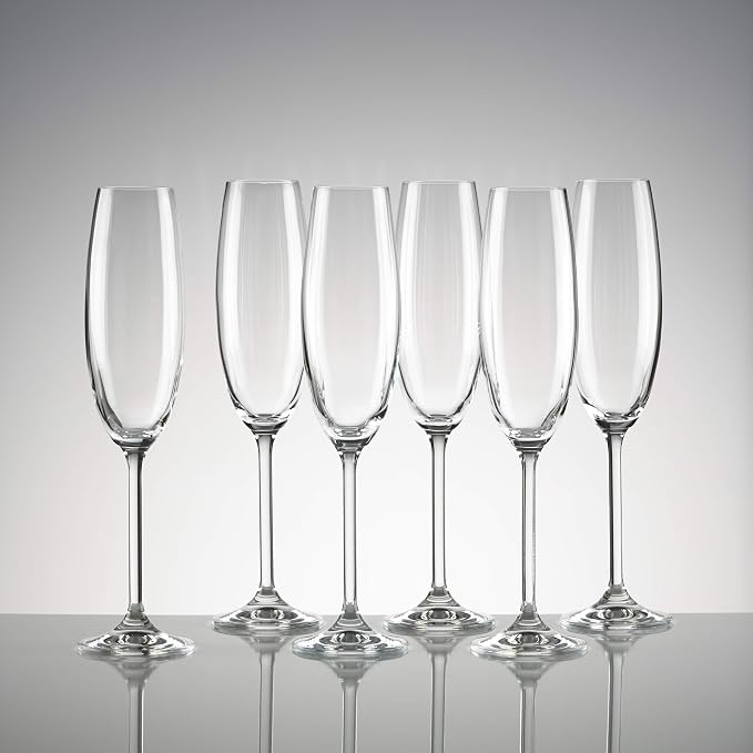 Lenox Tuscany Classics Champagne Flutes, 8oz, Set of 6 | european glass, 8oz capacity, dishwasher safe | 10 inch height | wedding and new year's hosting gift