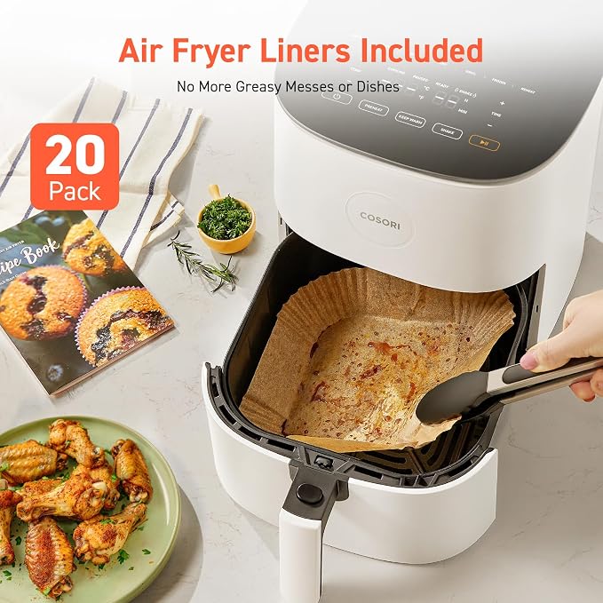 Cosori Air Fryer Pro LE 5 Qt with 20PCS Paper Liners, 9 Functions, White