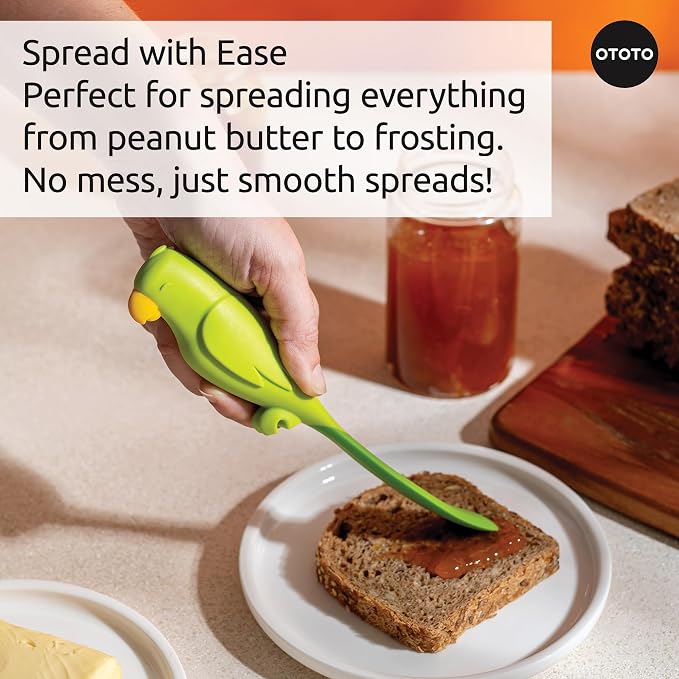 OTOTO Jar Scraper Spatula - Silicone Scraper, Cute Kitchen Accessories, Unique Fun Cooking Kitchen Gadgets for Foodies - BPA-free & 100% Food Safe (Parry)