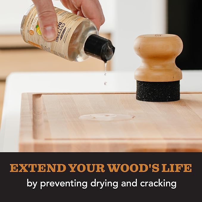 CLARK's Cutting Board Oil 8 oz, Food Grade Mineral Oil with Citrus Scent | Mineral Oil for Wood Cutting Boards, Butcher Blocks, Utensils, Lubricant for Knives. Soak for 3 Hours & Reapply Every 4 Weeks