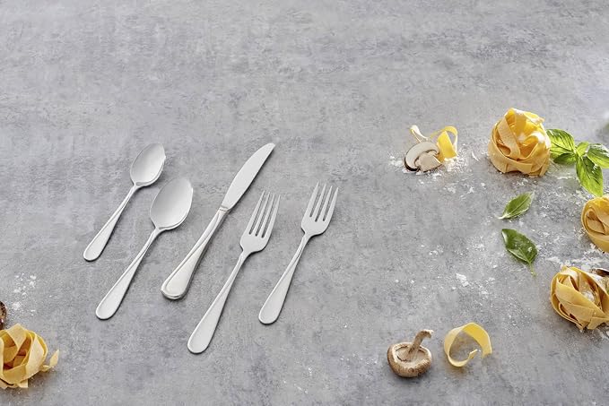 Oneida Flight 65-Piece 18/0 Silverware Set for 12, Flatware | mirror finish, dishwasher safe | includes serving spoons and utensil set | cutlery set, wedding silverware