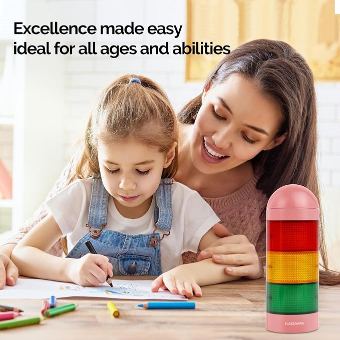 KADAMS Visual Timer for Kids with Pre-Alarm, Traffic Light Countdown Timer for ADHD Toddlers Classroom 24H Digital Timer, 5 Volume Levels Mute Pause Memory for Homework Learning Home Routine