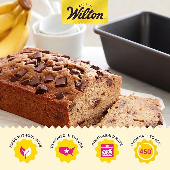 Wilton Platinum Non-Stick Loaf Pan, Stainless Steel, 9 x 5 in. | DURALAST Silicone Infused Double Coating, 5X More Durable with Anti-Warping Technology, Perfect for Breads & Meatloaf
