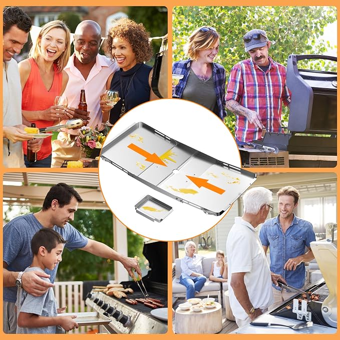 Grease Tray with Catch Pan, Dyna Glo Grill Replacement Parts, Universal Drip Pan (25-34 inch) for 4/5/6 Burner Gas Models from Dyna Glo, Nexgrill, Expert Grill, Kenmore, BHG and More(XL)