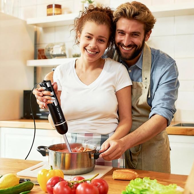 Upgraded 700W Immersion Hand Blender, Black | 20 Variable Speeds, Up to 15,500 RPM Stick Mixer for Smoothies,Soup, Puree & Baby Food