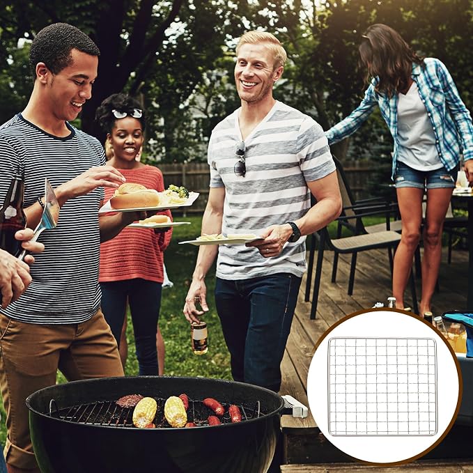 uxcell Cooling Racks, 5.9" x 7.9" Stainless Steel Barbecue BBQ Grill Net Mesh Rack Grate for Cooking, Roasting, Grilling, Oven & Dishwasher Safe, Silver