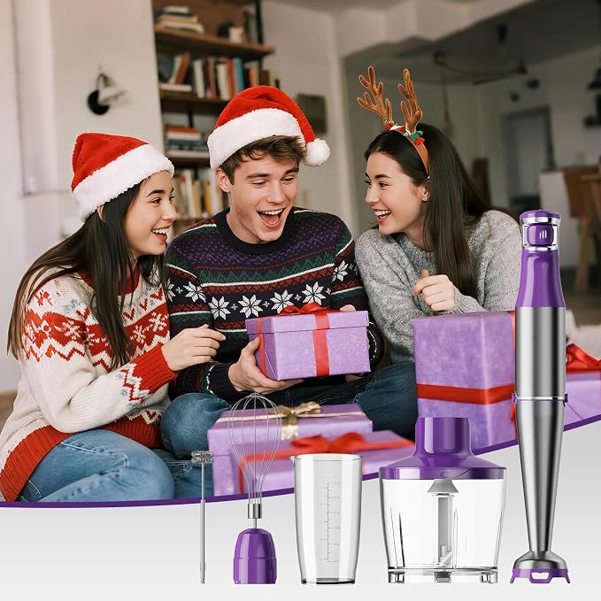 Turelar Immersion Blender Handheld 5 in 1 Hand Blender Set 1100W Heavy Duty | Trigger Variable Speed, Emulsion Stick Mixer with Food Processor, Whisk, Frother, for Soup, Puree, Baby Food, Anti-scratch