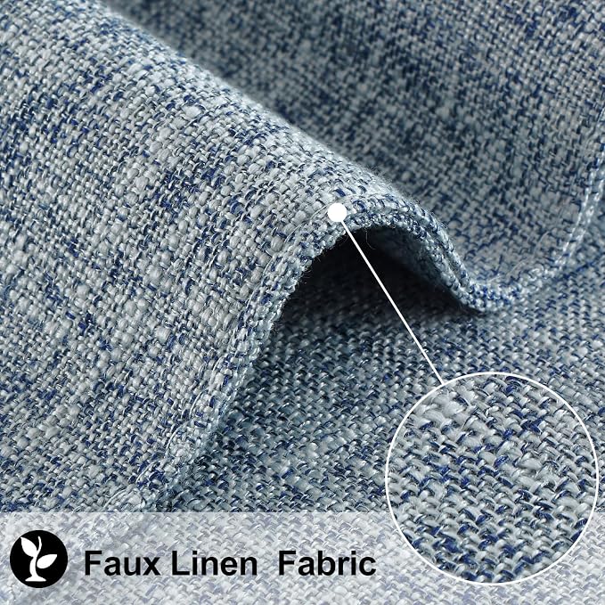 Faux Cotton Linen Placemats Set of 6, Cloth Washable Farmhouse Dining Table Mats for Indoors & Outdoors, Easy to Clean, Denim Blue, 13 x 19 Inch
