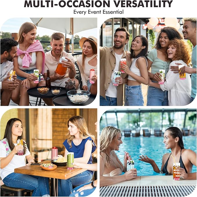 Pink Highball Glasses Set of 6, Drinking Glass for Mixed Drink | 13oz ,Cups for Cocktail, Beer, Mojito, Water and Juice,Thick Tall Glassware for Kitchen, Restaurant, Home Bar and Parties