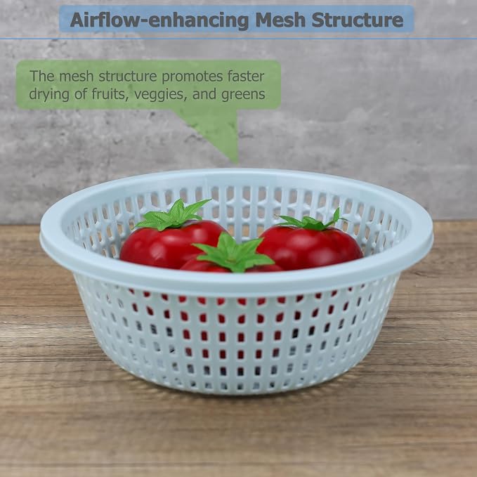 EIKS 8.5-inch Small Colander, Plastic Strainer Basket - 3 Pack | For Rinsing Draining and Air Drying, Veggies Berry Fruits, Meal Prep