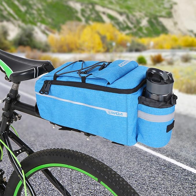Lixada Bike Panniers Bike Trunk Bag Insulated Bag for Warm/Cool Items, Bicycle Rear Rack Storage Luggage Bicycle Seat Multifunctional Insulated Trunk Cooler Bag Shoulder Bag 11.4 6.3 6.7in