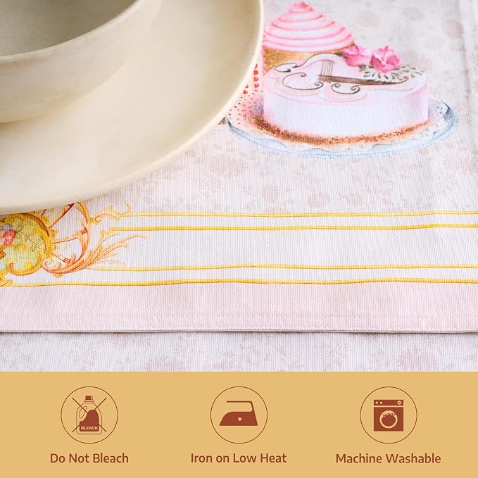 Maison d' Hermine Placemats Set of 4 Reusable 100% Combed Cotton (13"x19") | Cloth Place Mats Washable Table Mats for Kitchen Dining Party Wedding Hotel Home Restaurant Spring Summer - Pastries