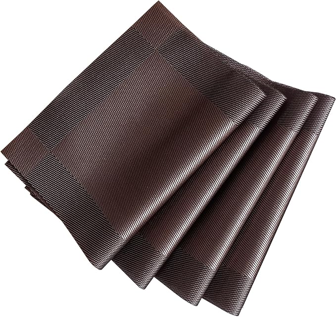 Table Placemats Dining Table Place Mats Set of 4 Heat Resistant Insulation Non-Slip Vinyl for Kitchen Dining Room 18" * 12" Dark Brown