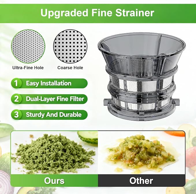 COFUN Masticating Juicer Attachment for Kitchen Aid Stand Mixer | Cold Press Juice, Extractor with 4.9 Inch Wide Feed Chute and 2 * 1L Cups for Fruits Vegetables Celery Carrot Home Kitchen