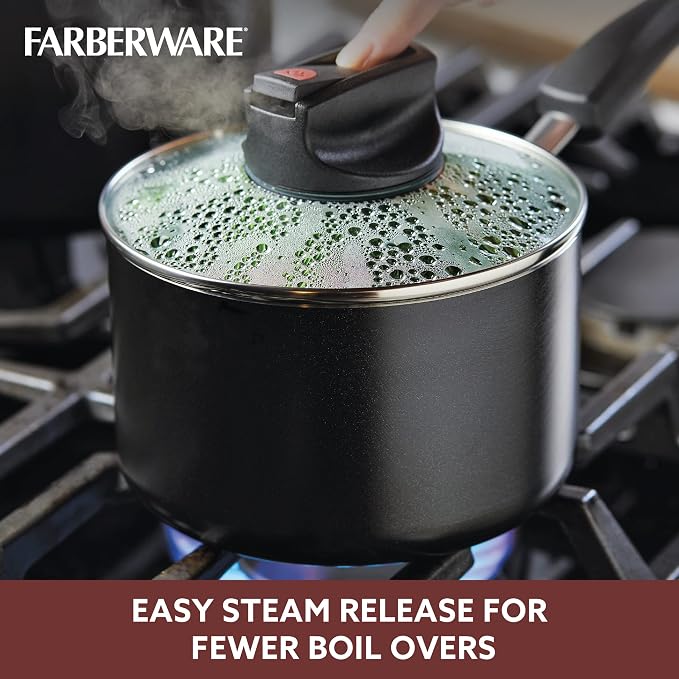 Farberware Smart Control Nonstick Sauce Pan/Saucepan with Lid, 2 Quart, Black