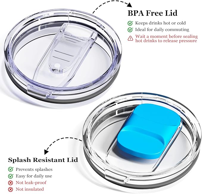 12oz Insulated Coffee Mug with Lid – Includes Two Lids, Stainless Steel Coffee Travel Mug with Handle, Double Wall Vacuum Insulated Camping Mug for Home, Office & Outdoor, Sapphire Blue