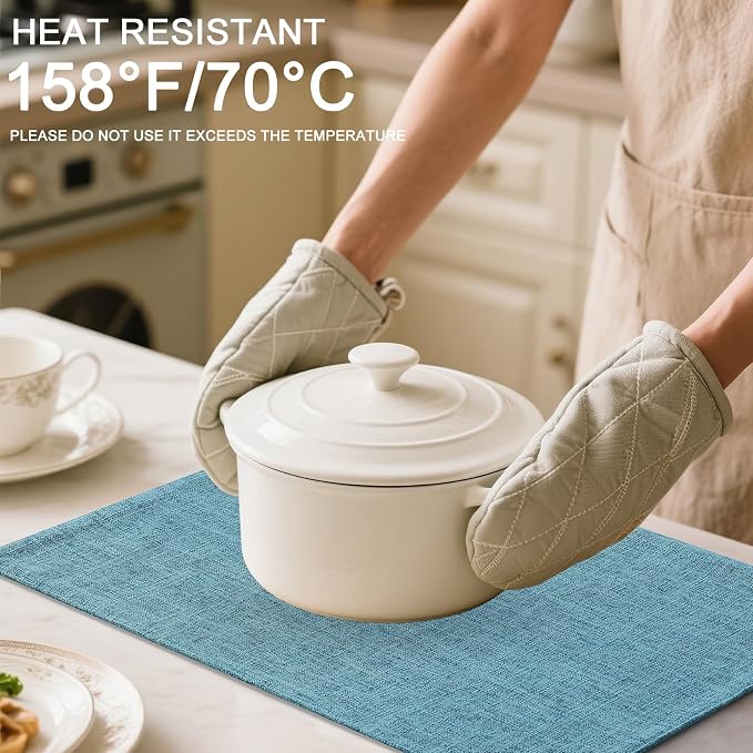 Homaxy Cloths Placemats for Dining Table Set of 4, 13" x 19", Aqua | Heat Resistant, Washable, Cotton Linen Blend Table Mats, Easy to Clean Place Mats, Indoor Outdoor