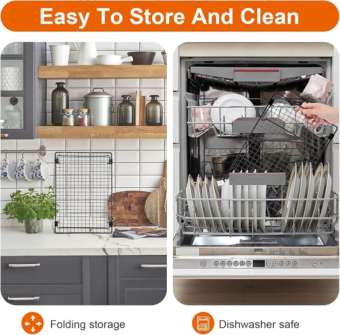 4Pcs Cooling Racks for Cooking and Baking, 13.4" x 9.4" Cookie Cooling Racks, 4-Tier Stackable Carbon Steel Wire Cooling Rack for Baking, Cookie, Pizza, Cake, Roasting, Making Jerky