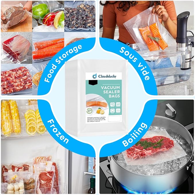 Vacuum Sealer Bags for Food 10"x14" 100 Pcs Seal a Meal Bag, Food Saver Bags Sous Vide Bags Pre-cut Thick BPA-Free Textured Heavy Duty Vacuum Seal, Meat Cheese Dry Goods