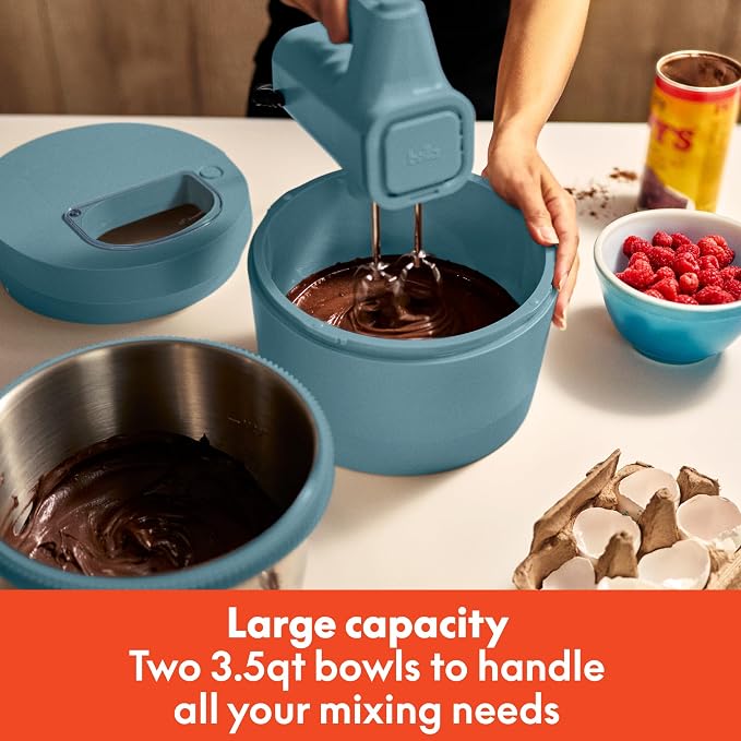 bella 3.5 Qt Hand & Stand Mixer, 2 in 1 Electric Mixer with Bowl, Surf