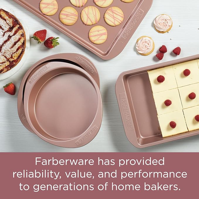 Farberware 47776 Nonstick Bakeware, Nonstick Muffin Pan / Cupcake Pan - 12 Cup, Rose Gold Red