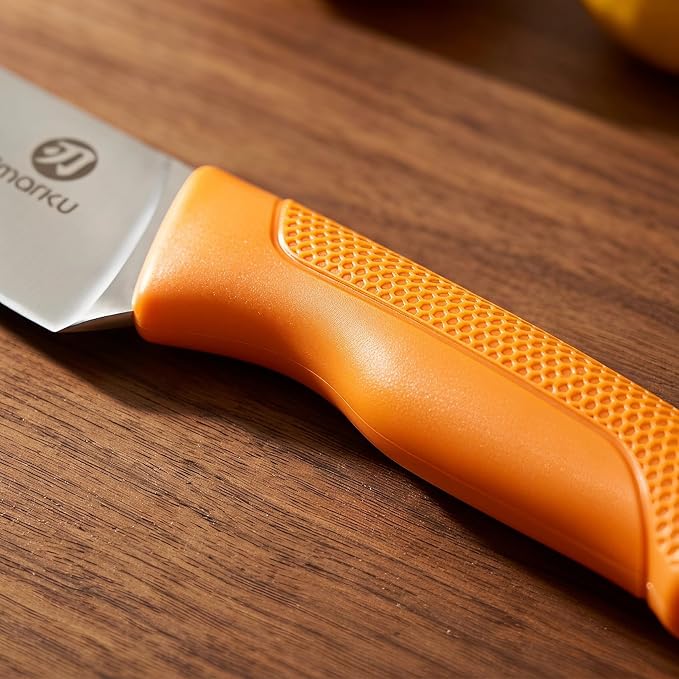 imarku 14-piece Japanese knife set, sharp, non-slip, gift box, yellow | High-carbon stainless steel, built-in sharpener, space-saving design, ideal for everyday cooking and as a gift