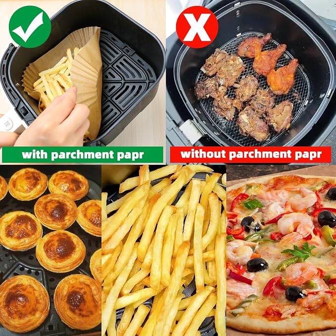 Air Fryer Liners Disposable,400PCS Victoyaw 9 Inch Square Air Fryer Parchment Paper Liners for 5-8QT,Airfryer Paper Liners for Ninja AF141 AF181 5 6 6.5 qt Instant Pot Vortex Plus 6QT Chefman 7 8 QT