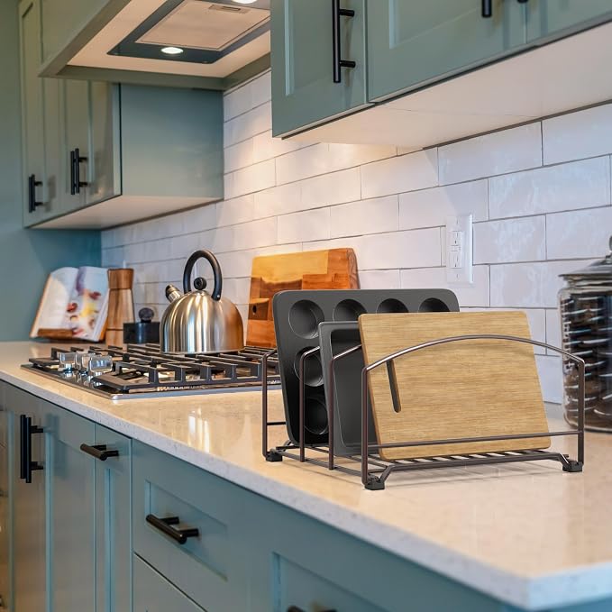 Deco Brothers Cookware Organizer Rack for Kitchen Cabinet, 3 Slot Holder | Bronze