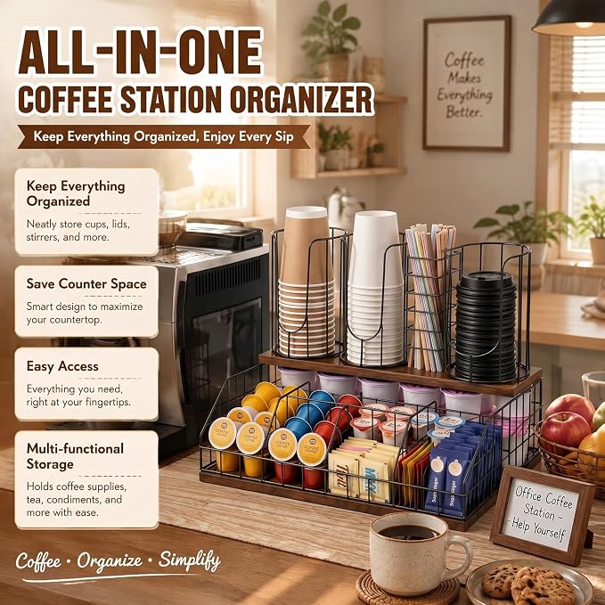 18oz Coffee Cup & Lid Dispenser with Base(4-grid, Color 8)