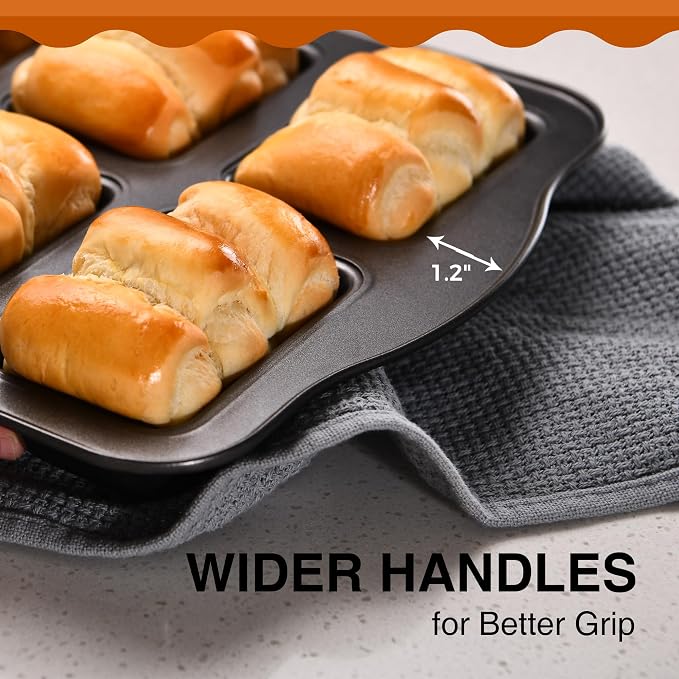 Nonstick Muffin Pan 12 Cup and Mini Loaf Pans 8 Cavity, Cupcake Tin for Baking and Small Banana Bread Tray - Grey