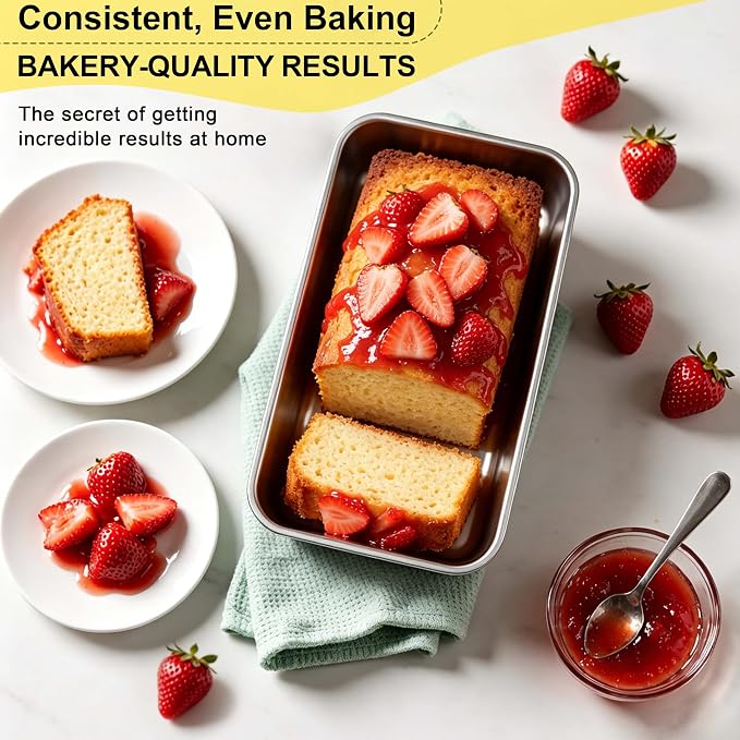 Homikit 4 Pack Stainless Steel Loaf Pans, 9x5 Inch Medium Bread Pan Set Non Toxic, Metal Meatloaf Tin for Baking Homemade Sandwich Sourdough Bread Pound Cake, Oven & Dishwasher Safe, Rust Free