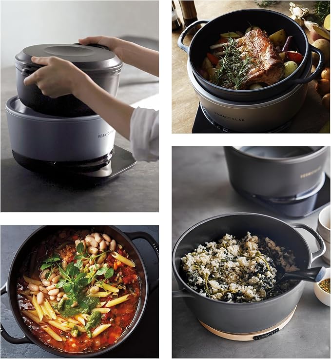 Vermicular Musui–Kamado Cast Iron Induction Cooker, Matte Black & Silver | Precision Temperature Control, Waterless Cooking, Non-Toxic Enameled Cast Iron Pot, Japanese Multicooker & Rice Cooker (120V)