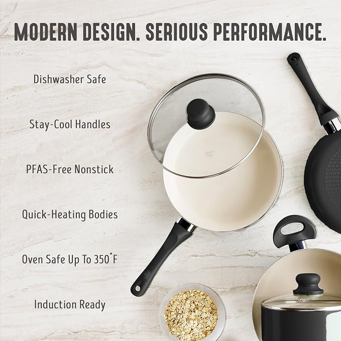 GreenLife 2QT Ceramic Nonstick Saucepan with Lid, Graphite Black | PFAS-Free Ceramic Nonstick Coating, Soup Pot, Induction Ready, All Stovetop Compatible, Stay-Cool Handles, Dishwasher Safe