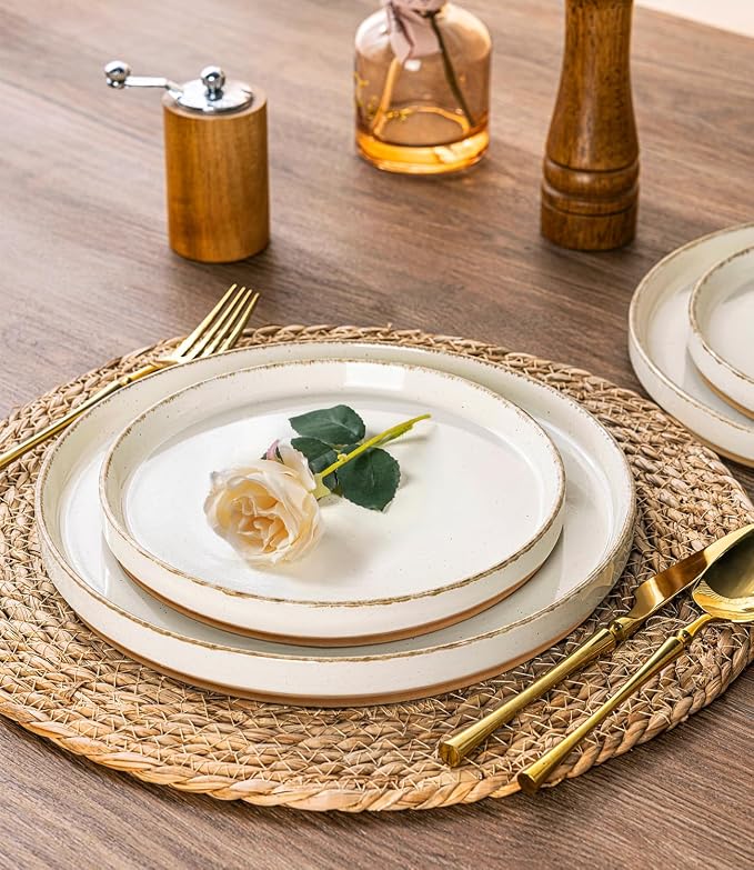 AmorArc Stoneware Dinnerware Sets for 6,18 Pcs Plates and Bowls Set | Handmade Ceramic Dish Set,Dishwasher & Microwave Safe,Scratch Resistant
