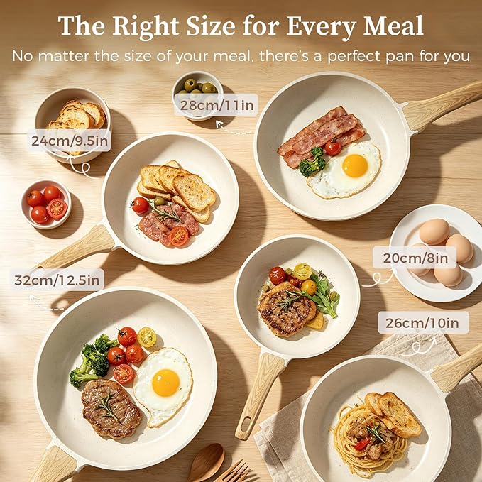YASHE 9.5 Inch Granite Nonstick Frying Pan Non-Toxic, Induction Hob | PFOA/PFOS Free Cooking Pan Scratch Resistant with Stay-Cool Handle Omelette Pan for All Stovetops