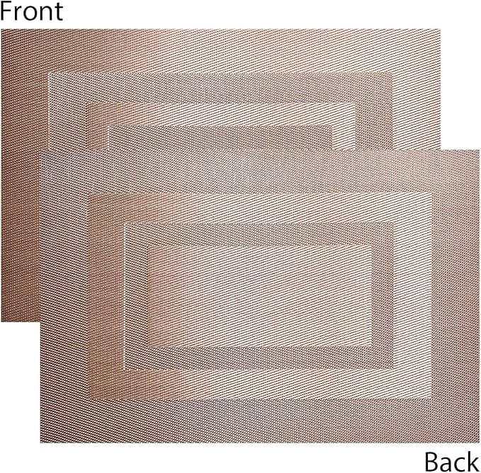 PIGCHCY Placemats Set of 8 Washable Durable Place Mats Vinyl Heat Resistant Non-Slip Table Mats Indoor Outdoor (18 x 12 inches, Champagne)