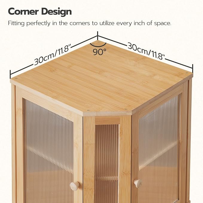 HOOBRO Bread Box, Bamboo Bread Box for Kitchen Countertop, 2-Tier Corner Bread Box, Large Capacity Bread Bin, Food Storage Box, Bread Storage Container for Kitchen, Dining Room, Natural YL12MB01