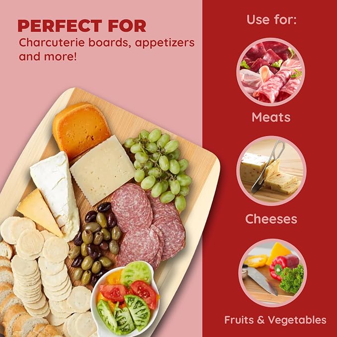 Bamboo Cutting Board – 8 x 10 Inch Medium Cutting Board for Everyday Prep | Durable, Sustainable Bamboo | Ideal for Fruits, Veggies & Cheese | Easy to Clean