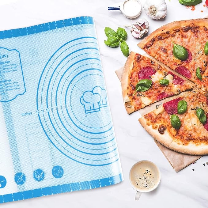 DANIA & DEAN 28"x20" Large Durable Silicone Baking Mat for Pastry and Bread | Non-Slip & Non-Stick Mat with Measurements, for Pizza, Pie Crust, Dough Rolling, Pasta & Sourdough, Reusable Counter Sheet