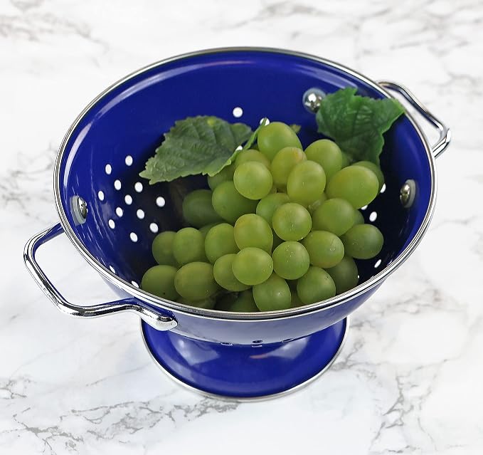 Calypso Basics by Reston Lloyd Powder Coated Enameled Colander, 1 Quart, Indigo