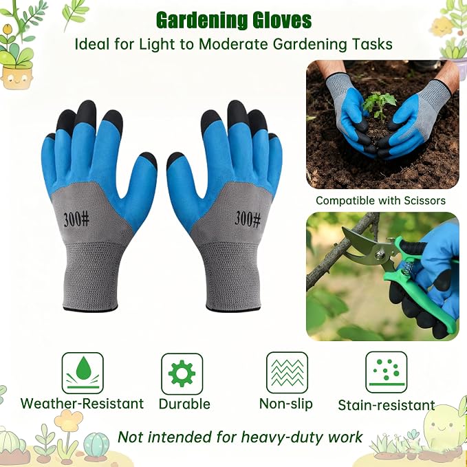 5-Piece Garden Pruning Shears Set with Gloves & Storage Bag, Stainless Steel Gardening Scissors Kit, Sharp Non-Slip Clippers for Trimming Flowers, Herbs, Small Branches
