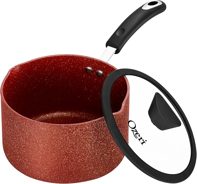 The All-In-One Stone Saucepan and Cooking Pot By Ozeri | Utilizes A Stone-derived Coating From Germany That Is 100% Free of APEO, GenX, PFBS, PFOS, PFOA, NMP and NEP
