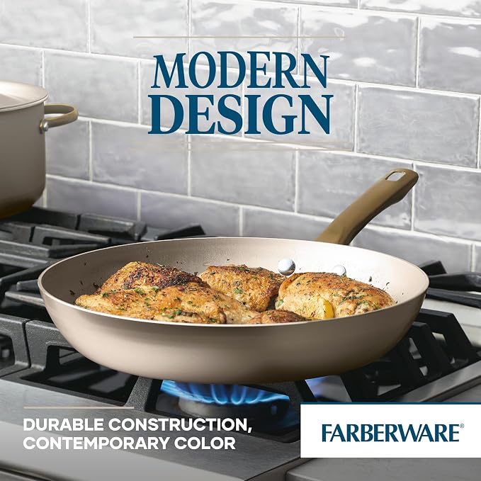 Farberware Radiant Frying Pan, Dishwasher Safe, Skillet (12.25-Inch), Champagne