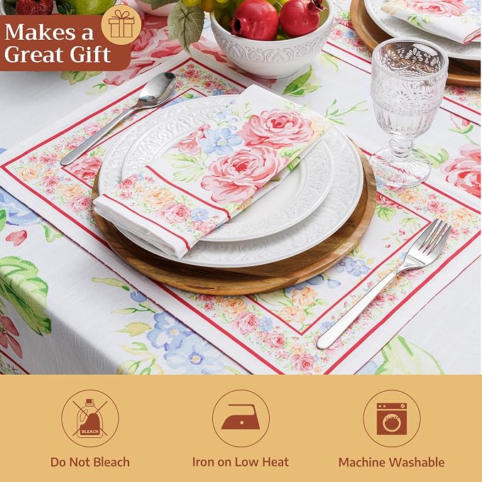 Maison d' Hermine Placemats Set of 4 Reusable 100% Cotton (13"x19") | Cloth Place Mats Washable Table Mats for Kitchen Dining Party Wedding Hotel Home Restaurant Spring Summer - Vintage Floral