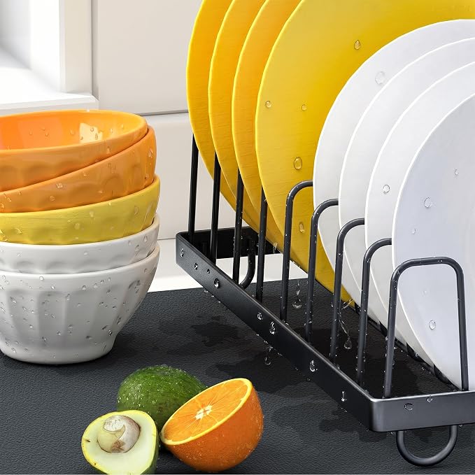 Soft Dish Drying Mat & Dish Rack Set, Large, Gray | Quick-drying, easy-to-clean dish mat with rust-proof stainless steel dish rack. Ideal for kitchen counter.