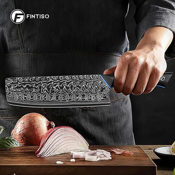 Nakiri Knife 7 Inch, 67-Layer Damascus Steel Kitchen Knife, G10 Handle | Japanese Chef Knife with Ergonomic Full-Tang Handle, Sharp Damascus Knife with Gift Box - Zeus Series