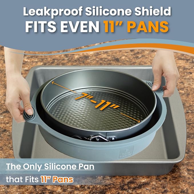 Cheese Cake Pans for Baking, NON-STICK Springform Pan Set & SILICONE SLEEVE | 6, 8, 10 in, NO LEAKS IN WATER BATH - Sturdy Silicon Protector for FOIL-FREE Cheesecake Baking, Durable Carbon Steel 0.4 mm