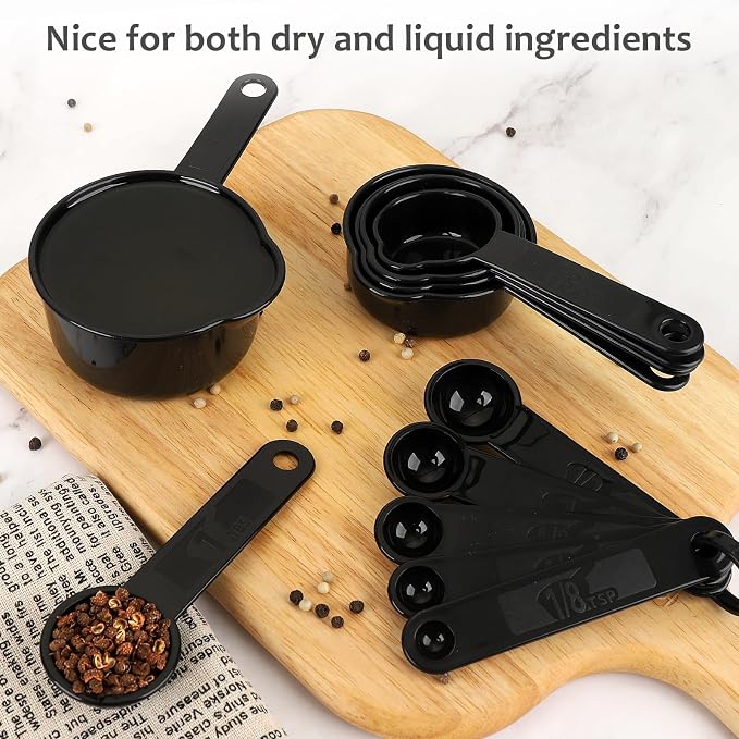 Accmor Measuring Cups & Spoons Set, Plastic Cooking Baking Tools Measuring Spoons Cups, 11 Piece Different Capacities Tablespoons Kitchen Gadgets Nesting Measure Sets for Dry Liquid Ingredients