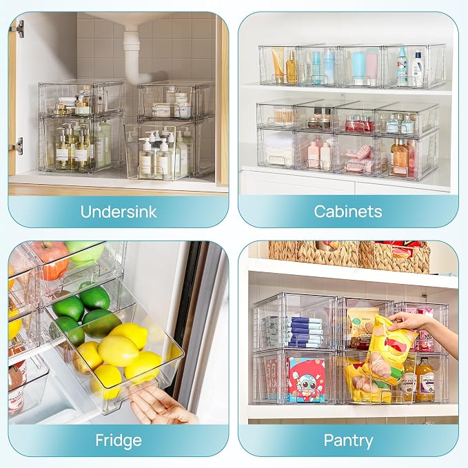 Vtopmart 8 Pack Clear Stackable Storage Drawers