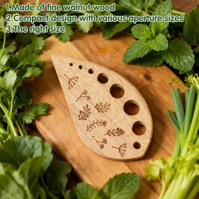 Wooden Leaf-Shaped Vegetable Separator, Pottery Herb Stripper Tool Supplies, Fun Kitchen Gadgets, Exquisite Herb Stripper Bowl Gifts for the Kitchen Suitable for Home Use & Chefs